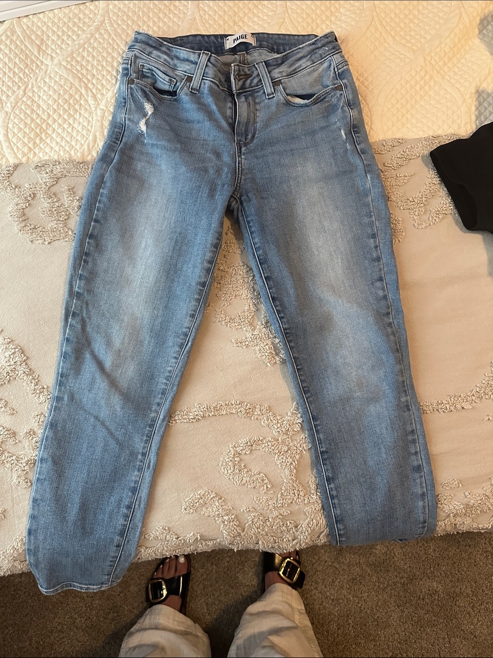 PAIGE Light Blue Skinny Jeans with Subtle Distress